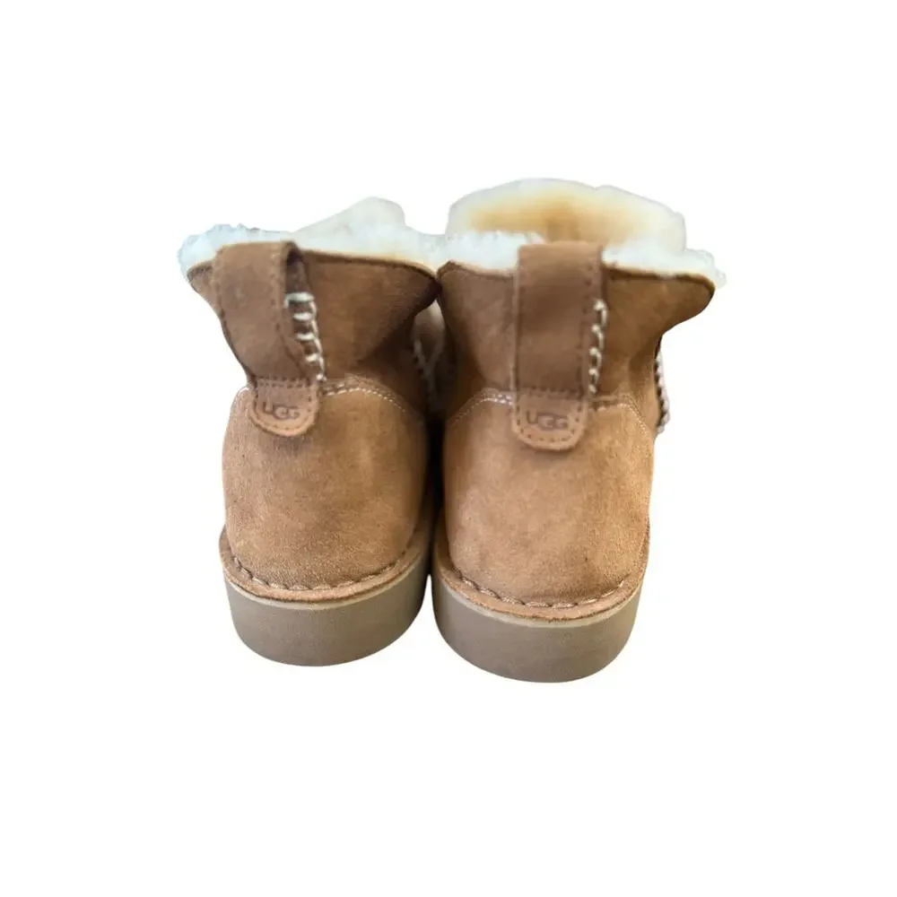 Ugg Melrose Chestnut Ankle Suede Shearling Booties - Sz 9